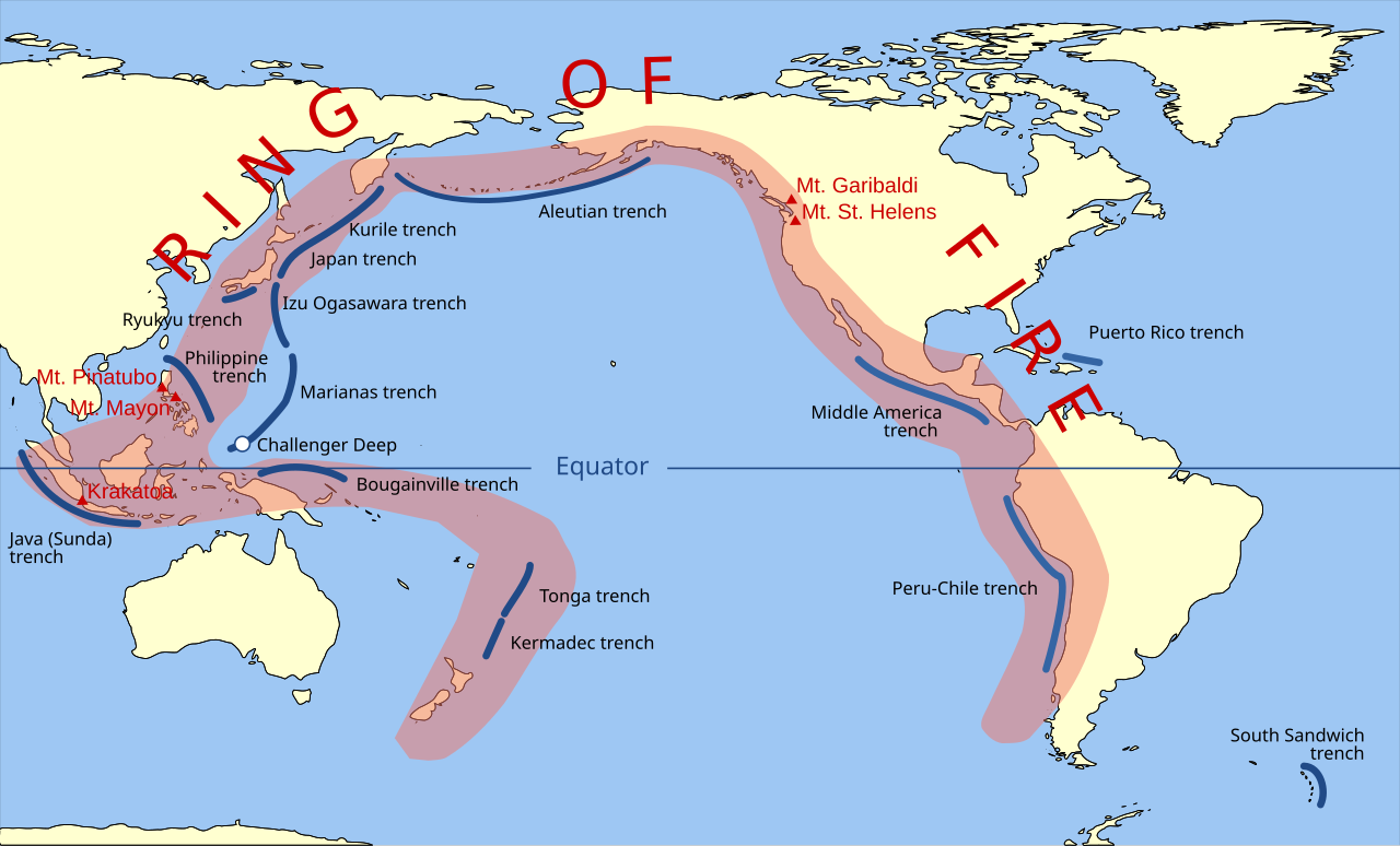 A map showcasing the Ring of Fire