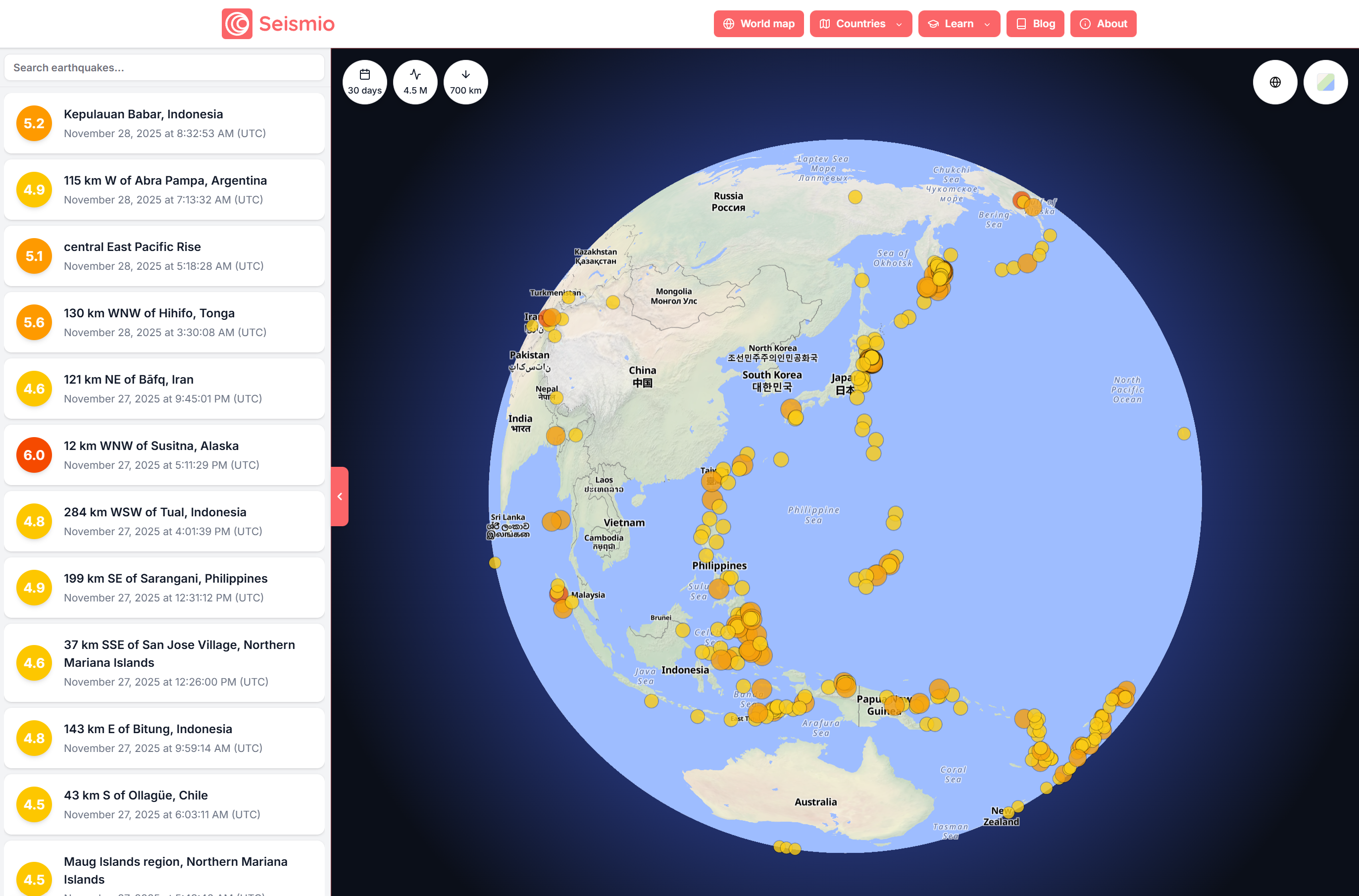 Seismio update: Interactive globe and new map styles
