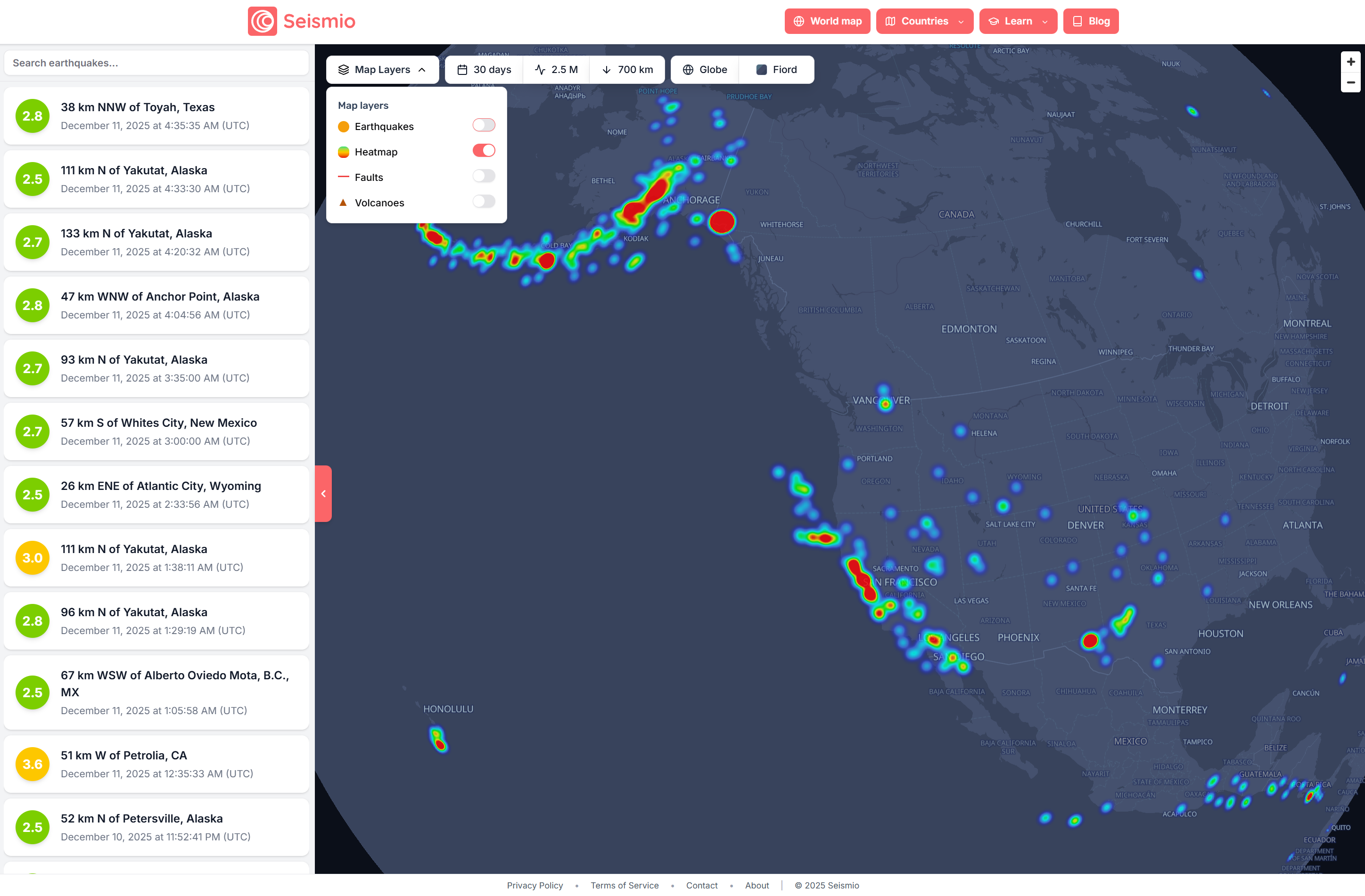Seismio update: Heatmap layer